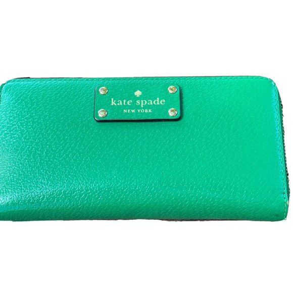 kate spade Handbags - Kate Spade New York Zip-Around Green Leather Continental Wallet